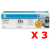 3 x HP CB435A Genuine Black Toner 1,500 pages