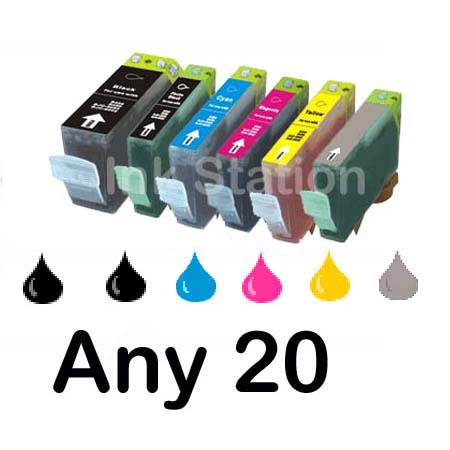 Any 20 Canon PGI-520, CLI-521BK,CMY Compatible Inkjet (with Chip) <br><img src=/images/freeshipping2.gif border=0><br><font color=blue>Please Indicate your choice in checkout message box</font>