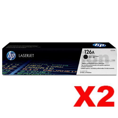 2 x Genuine HP CE310A Black Toner Cartridge 126A - 1,200 pages