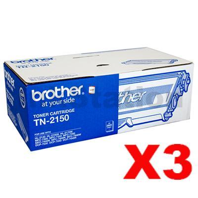 3 x Brother TN-2150 Genuine Toner -2,600 pages