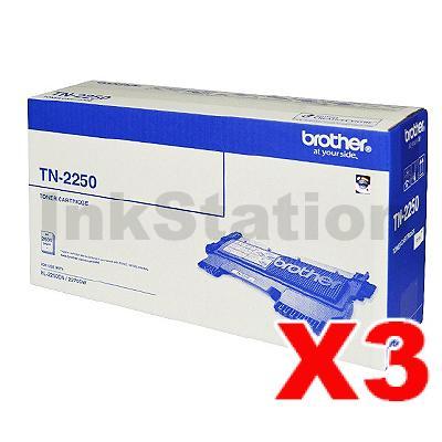 3 x Brother TN-2250 Genuine Toner Cartridge - 2,600 pages