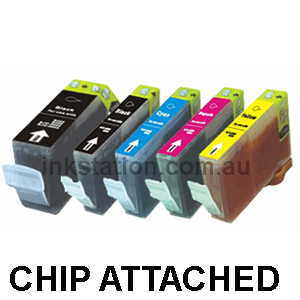 [A] 5-Pack Canon PGI-5BK, CLI-8BK/C/M/Y Compatible Inkjet (with Chip)